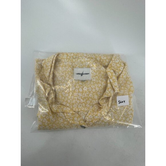 American Eagle Women's Yellow Floral Short Sleeve Button Shirt Top Size S - Picture 11 of 11